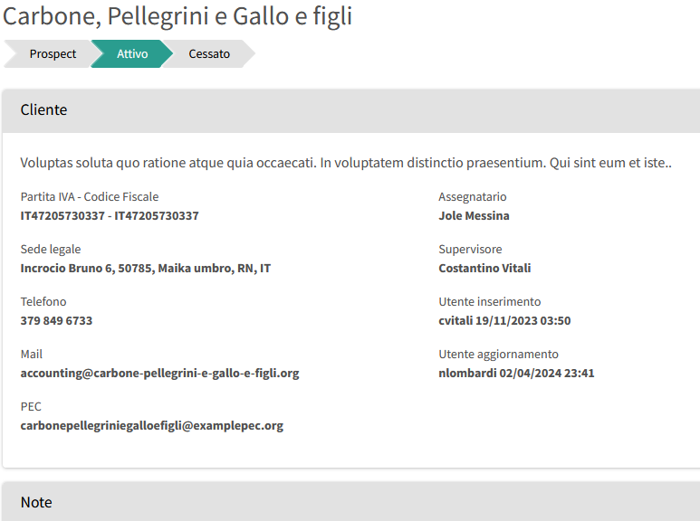 Dettaglio del cliente